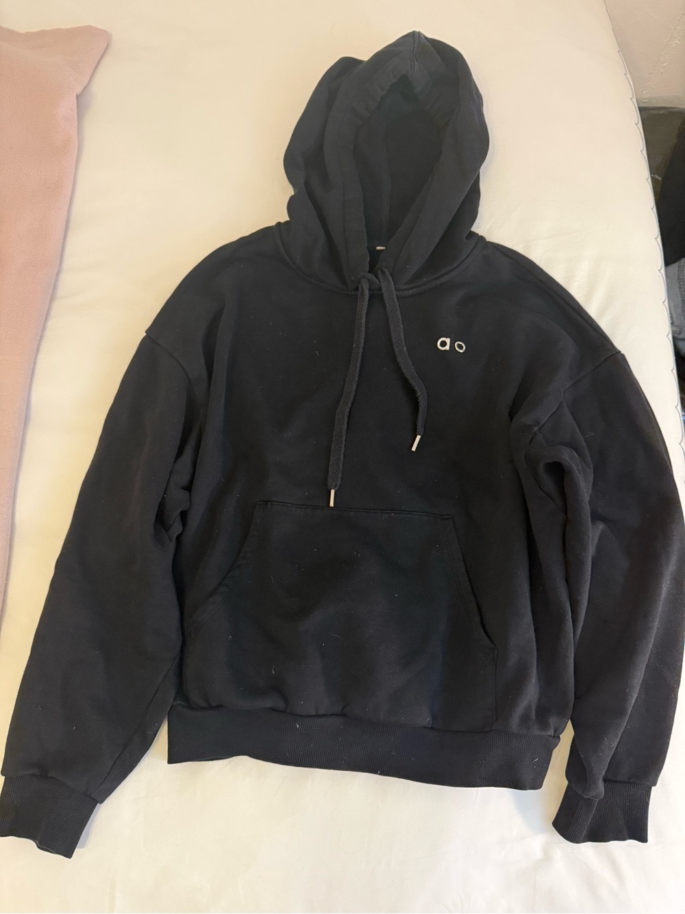 ALO Black Hooded Pullover Sweatshirt